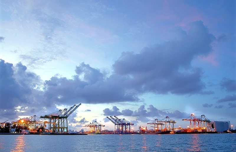 Harbor with cranes